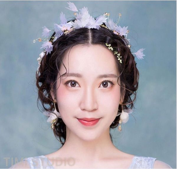 

korean handmade crepe headband bridal hair tiara wedding dress accessories bridal jewelry, Silver