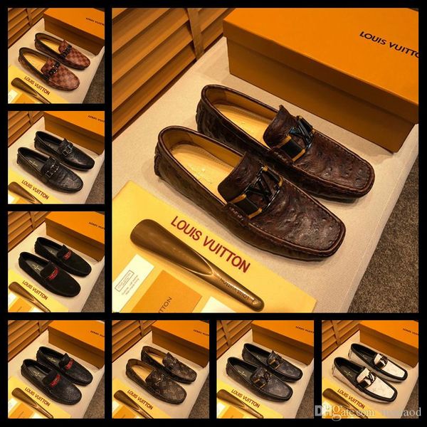 

19ff лето geunine кожа повседневная обувь men удобная мокасины мокасины дышащий скольжению на luxury бренды mens квартиры вождения shoes kkk, Black