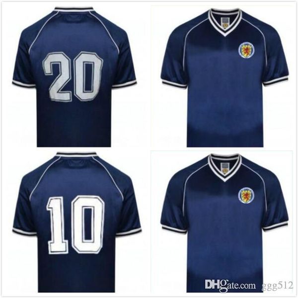 

1982 scotland retro soccer jersey home blue 39 qsturm 10 martin 8 brown 11 ritchie 13 forrest 1983 football shirt sweatshirt s-xxl, Black;yellow