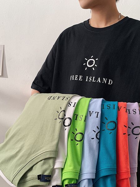 

men's short-sleeved t-shirt 2020 summer clothes ins on the new trend of white loose tide brand wild boys of summer, White;black