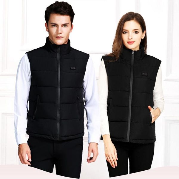

2018 new intelligent thermostat electric vest men and women heating vest usb heating clothes, Black