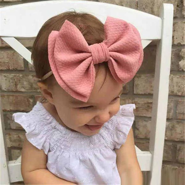 Girls Baby Big Bow Headband Toddler Kids Elastic Knotted Nylon Hairband Turban