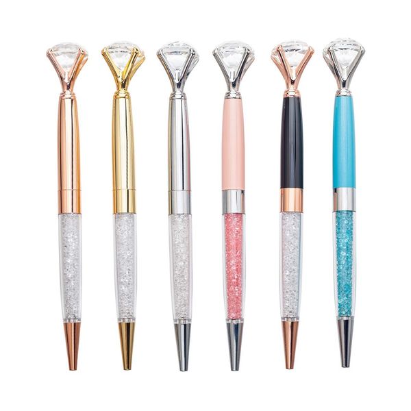 

luxury big diamond pen rhinestones crystal metal ballpoint pens with black ink(12models) for women girsl gifts school supplies