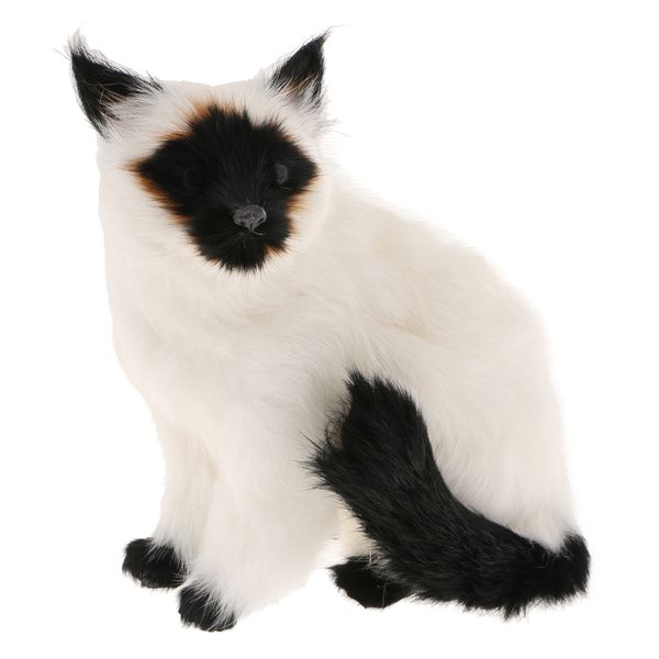 

lifelike siamese cat statue indoor outdoor garden ornament prop model figure