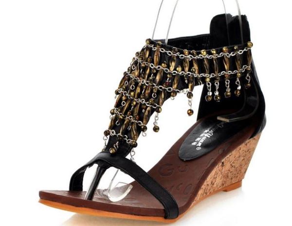 

2019 women's sandals in summer with new style slope heel high heel@164, Black