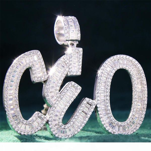 

custom baguette letters name hip hop iced out zircon lab diamond gold silver rose gold bling men's hip hop jewelry gift