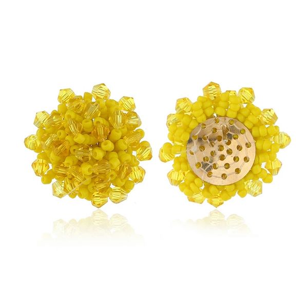 

fashion-charm earrings for women bohemian holiday style ear studs beads jewelry gifts for girls 9 colors colorful dark white, Golden