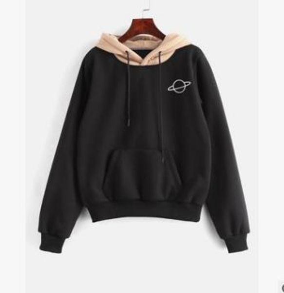 

women sweatshirt casual long sleeve plus size pouch pocket pullover hoodie autumn winter blouse fast shipping, Black