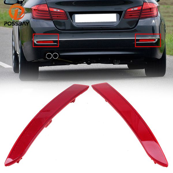 

possbay car tail light rear bumper reflector lights red lens for 5-series 530dx/535d/528i f10/f18 sedan 2014-2017 facelift