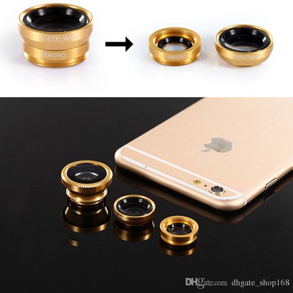 3in1 grandangolo + occhio di pesce + clip macro su kit obiettivo fotocamera per smartphone universale / miglior prezzo telescopio ottico zoom universale 0,67X