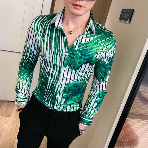 

streetwear long sleeve shirt men dress slim fit night club party tuxedo 3xl autumn men shirt fashion 2019 floral shirts, White;black