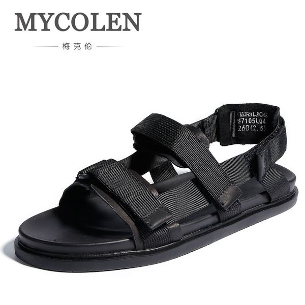 

mycolen summer men breathable casual sandals handmade comfortable outdoor shoes fashion shoes classic style male sandals, Black