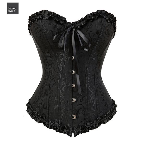 

corset overbust lace plus size floral zip erotic women bustier corset lingerie brocade victorian fashion dropshipping, Black;white