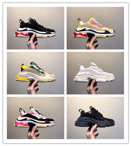 

2019 luxury platform ace 17fw men women triple s gym red blue triple black low old dad vintage casual shoes triple-s sneakers