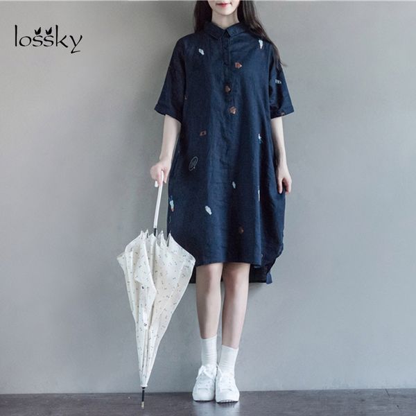 

2019 вадим украина платье сада / лес литература и искусство cotton printed пятиточечной втулок свободной рубашка платье лето женщины, Black;pink