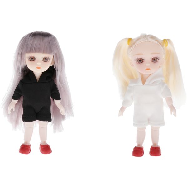 

2 pcs children's creative toys doll dress up 16cm/6inch 13 jointed doll