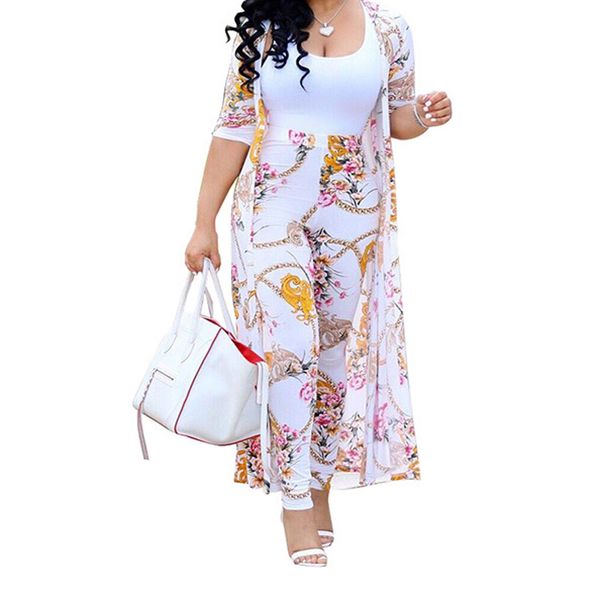

summer 2 piece set women cardigan long trench and bodycon pant suit casual clothes boho two piece outfits, White