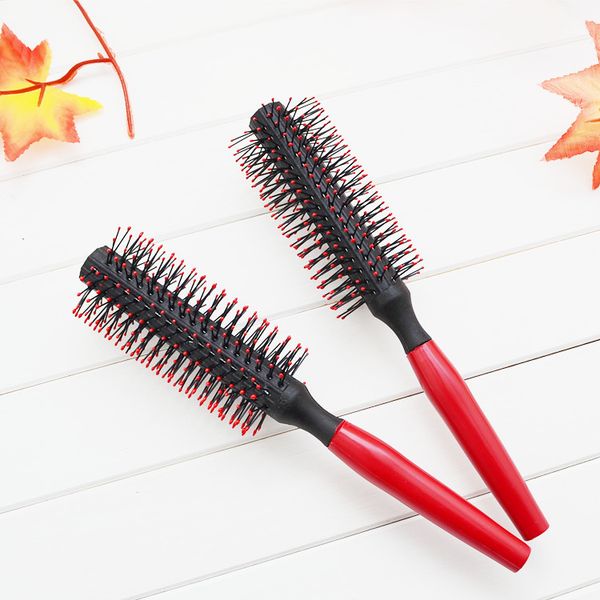 

round hair comb curling hair brushes curly hairbrush massage roller detangling comb hairdressing salon hair styling tools, Silver