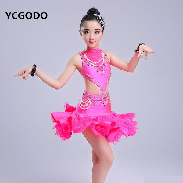 2019 Latin Dance Dress Girls Tassel Skirt Children Ballroom Dancing Dresses For Kids Salsa Dance Dresses Performance Wear From Redbud01 94 45