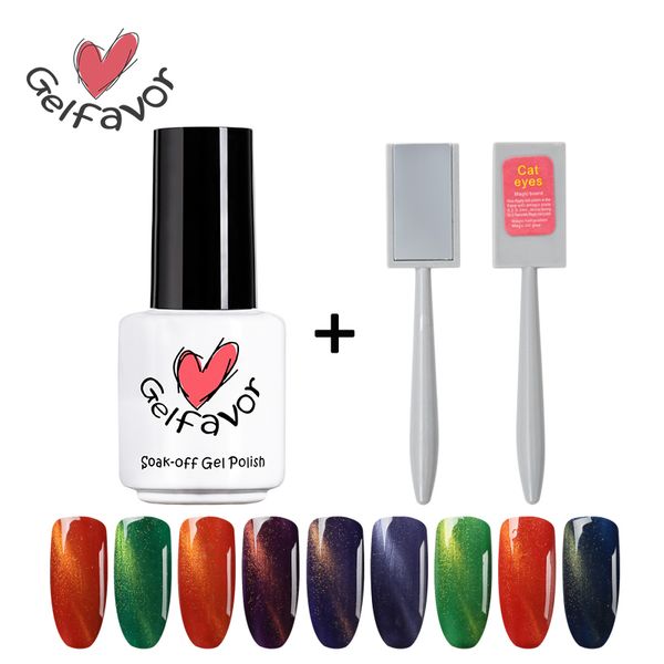 

gelfavor nail polish 3d cat eye nail art gel lacquer with 1 magnet stick varnish long lasting soak-off polish