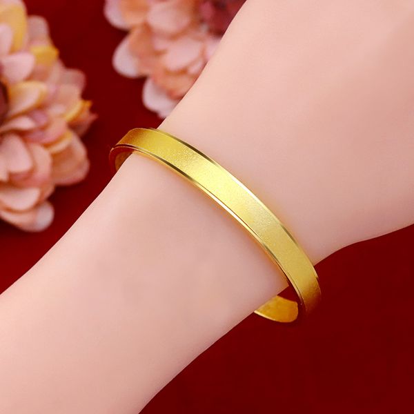 Bracciale rigido semplice in oro giallo 18 carati con bracciale rigido da donna in stile classico, regalo semplice per gioielli