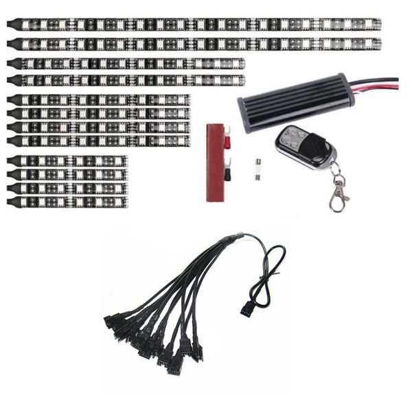 

12pcs motorcycle rgb glow light strip led flashing strip light glow neon wireless remote motorcycle new car