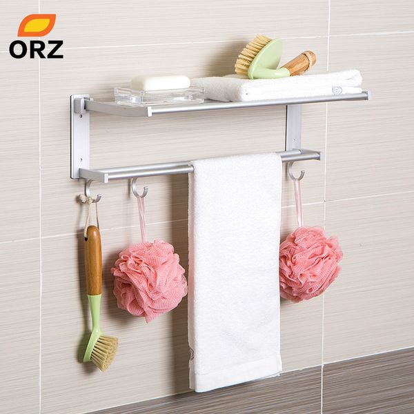 

orz bathroom shelf foldable towel holder rack storage organizer wall mounted storage hooks towel bar toilet rack bath organizer