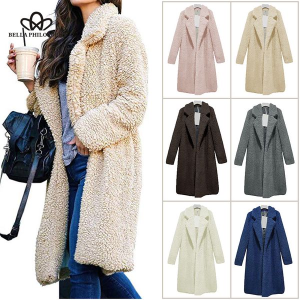 

women's fur & faux philosophy 2021 explosion models women jacket lapel cardigan coat in the long paragraph wild warm sweater, Black