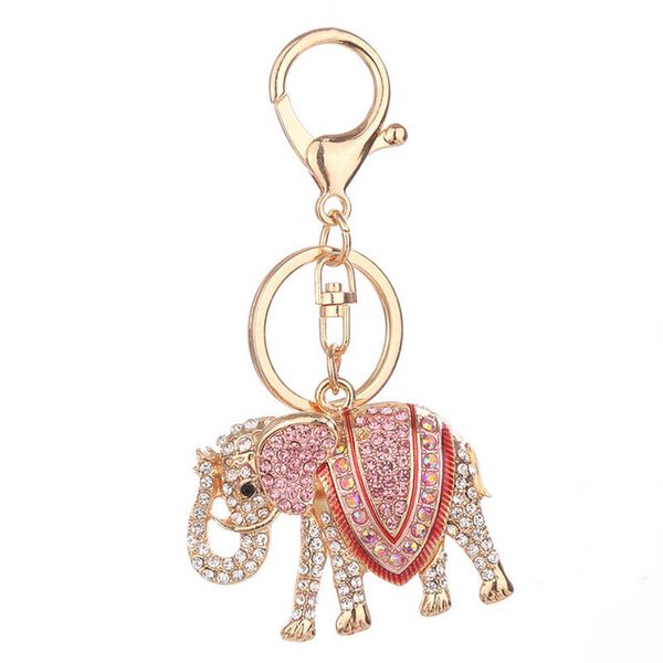 

charm lucky mascot elephant keychain bling rhinestone keyring bag purse buckle car keys holder jewelry gift for women, Silver