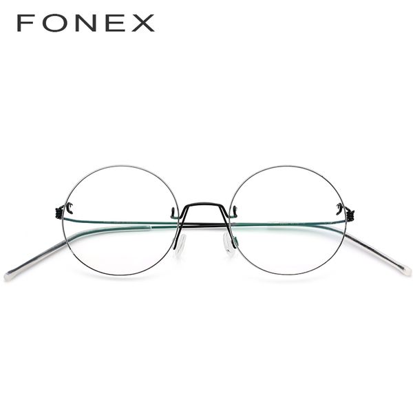 Çerçeveler Fonex Titanyum Alaşımlı gözlükler Çerçeve Erkekler Reçeteli Vidasız Miyopi Optik Gözlükleri Kadın Rimless Yuvarlak Kore Gözü 98620