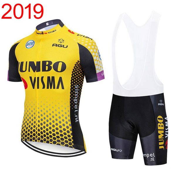 

2019 mens jumbo visma team cycling clothing set bike jersey bibs shorts kits summer quick dry bicycle short sleeve clothing y030601, Black;red