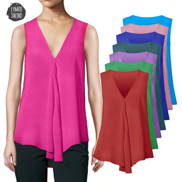 

blouses fashion chiffon women ladies sleeveless v neck shirt chiffon blusas femininas plus size s 6xl female clothing, White