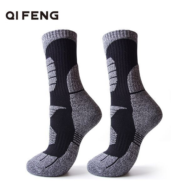 

men wicking cushion cotton socks sport socks athletic hiking basketball trekking male sneakers soccer winter, Black