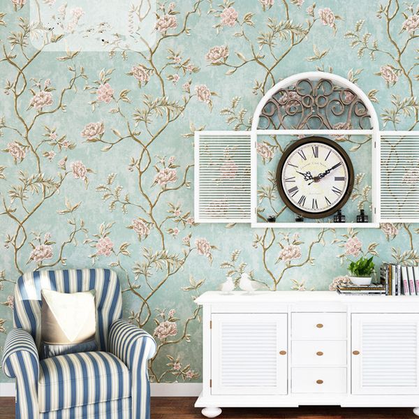 

3d rural floral retro american wallpaper non-woven bedroom living room background wall european style wall paper luxury