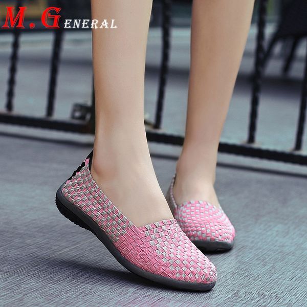 

sport sneakers woman handmade sports shoes lady summer loafers colorblock woven women's shoes flats running shoe for women v15