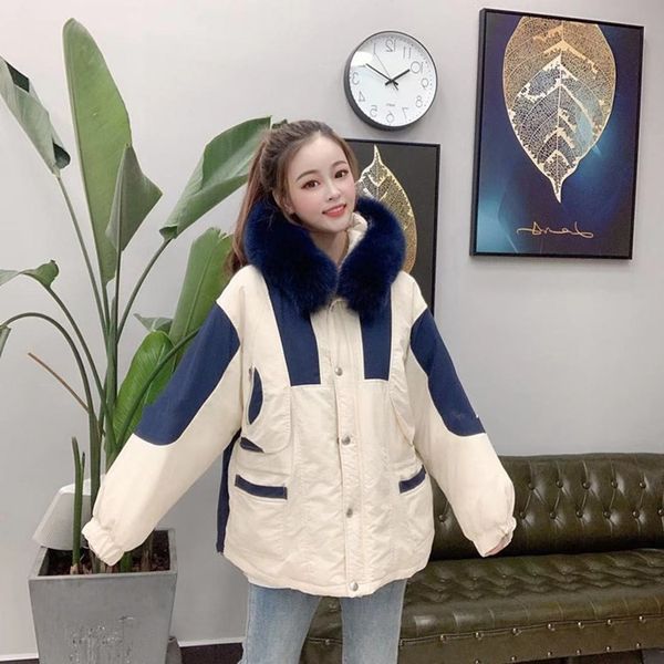 

Winter women letter print de igner coat wallowtail hort paragraph jacket artificial detachable large fur collar parka