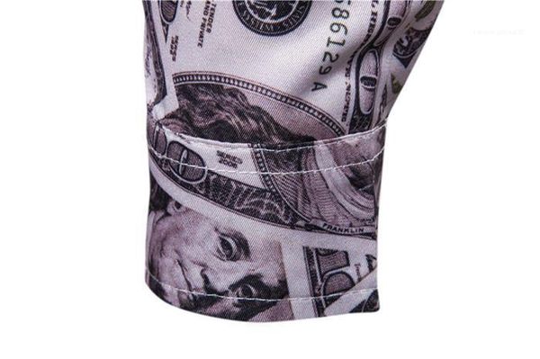 

дизайнерские костюмы мужская одежда все доллар печати мужские повседневные рубашки с длинным рукавом отложным воротником рубашки, White;black