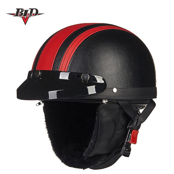 

motorcycle helmet synthetic leather vintage motorcycle cruiser touring open face half motor scooter helmets & visor & goggles