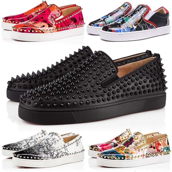 

fashion brand ace red bottom luxury designer studded spikes flats outdoor shoes shoes for mens womens party lovers genuine leather sneakers