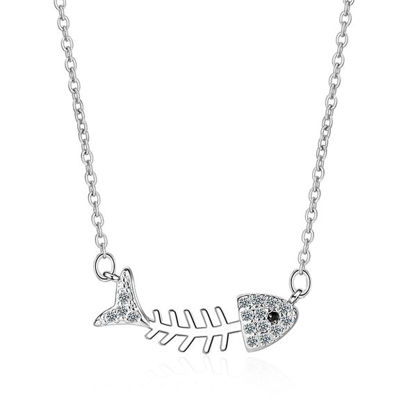 

cute exquisite fish tiny zirconia pendant choker necklaces silver gold color link chain necklace fashion jewelry gifts for women