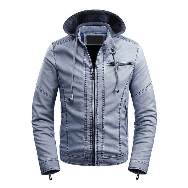 

men's jackets isurvivor2021 casual stand collar detachable hat leather jacket plus velvet pu autumn and winter simple fashion, Black;brown