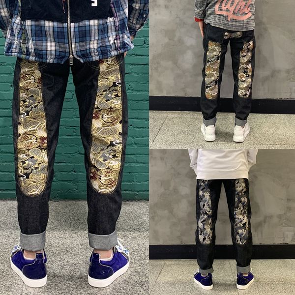 

distressed fashion straight jeans men's biker jeans hole stretch denim casual jean men skinny pants elasticity ripped trousers 28-38, Blue