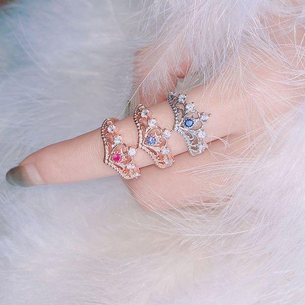 

1pc elegant queen's silver crown ring for women punk new brand fashion crystal jewellery lady rings femme, Slivery;golden