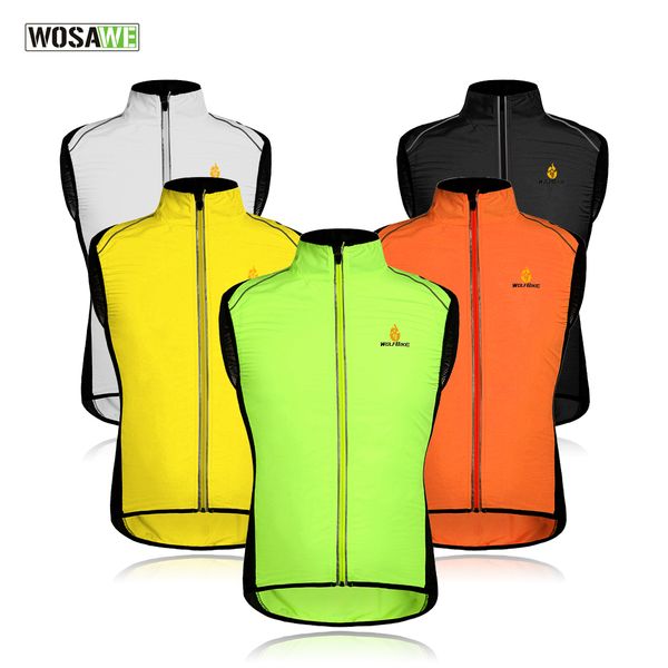 

wosawe cycling vest men waistcoat reflective clothing windcoat breathable bike jacket bicycle cycle sleeveless jerseys 5 colors, Black