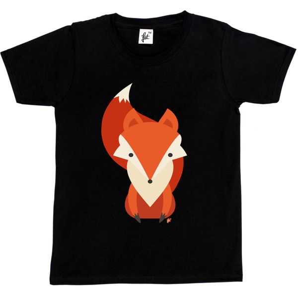 Geometric Fabulous Fox With Big Bushy Tail Kids Boys Girls T-Shirt