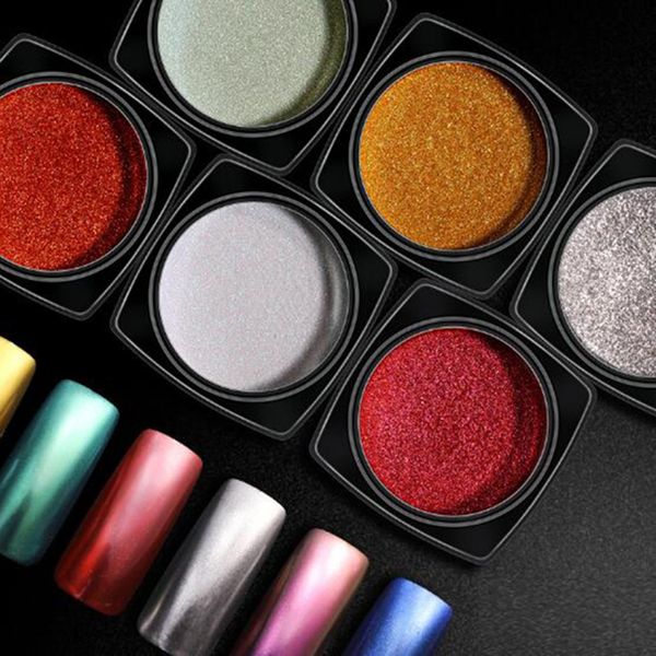 

2g aurora chameleon glitter mermaid unicorn 3d nail mermaid chrome pigment magic dust laser nail art decorations, Silver;gold