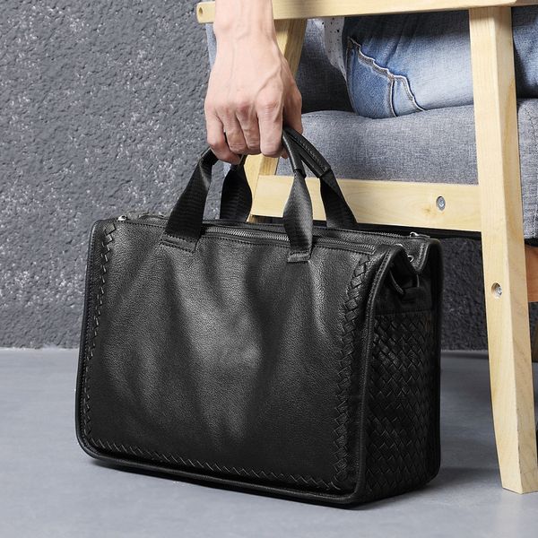 

fashion genuine leather bag sheepskin business men messenger bags men briefcases new designer male laphandbag