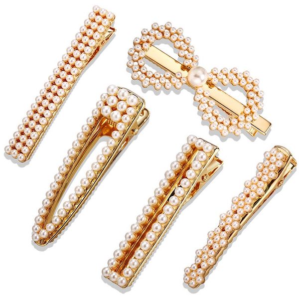 

fashion pearl rhinestones women hair clips snap hair barrette stick hairpin hair styling accessories women girls party favor dhl fa1980