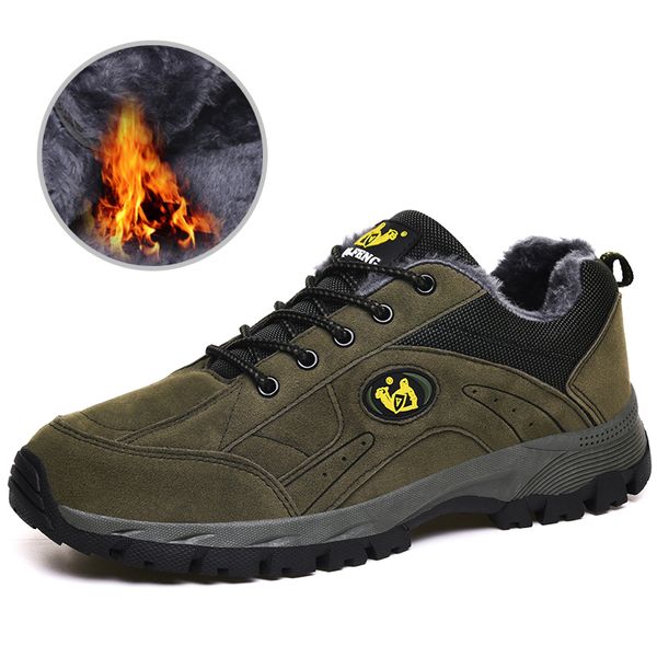 

winter shoes men big size 38-48 warm men's boots sneakers ankle warm plush snow boots for man footwear, Black