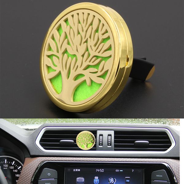 New Design Gold Plated 40mm Large Car Air Freshener Auto Interior Air Purifier Air Vent Outlet Essential Oil Diffuser Clip Locket Aroma Light Diffuser